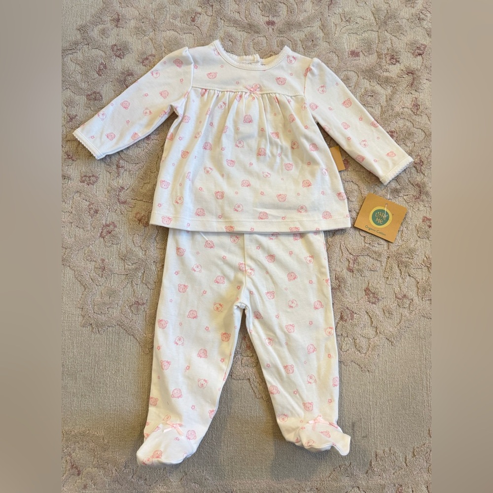 Little Me | Two-Piece Pink Bear Cozy Set for Baby Girls